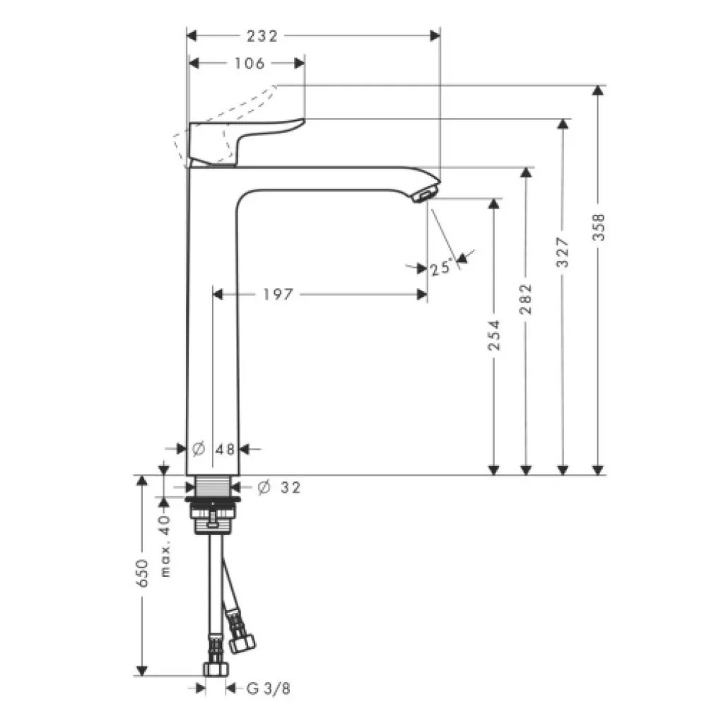 Смеситель для раковины Hansgrohe Metris (31184000)- Фото 2